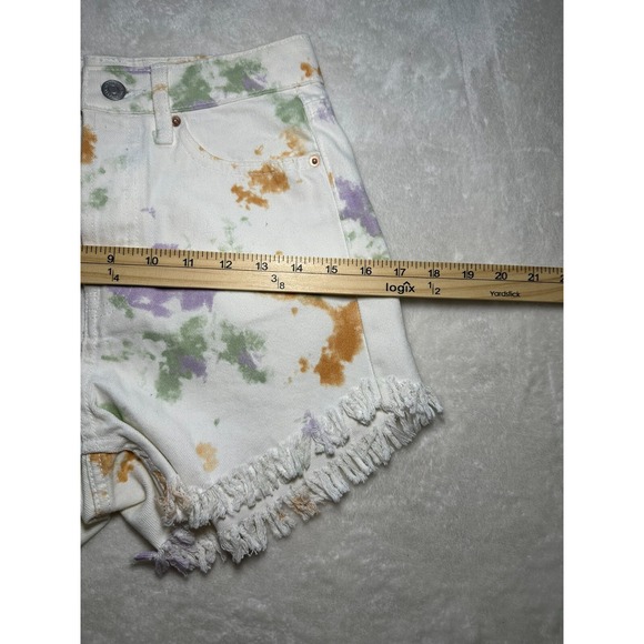 Wild Fable Women Shorts-00 White MultiColor Splatter Pattern Highest Rise Jean - Picture 9 of 9
